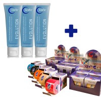 PACK VENDAJE CURE TAMPE: 6 Rollos Vendaje Neuromuscular Cure Tampe 5cm X 5m + 3 Cremes  Kinefis Evolution 300 cc